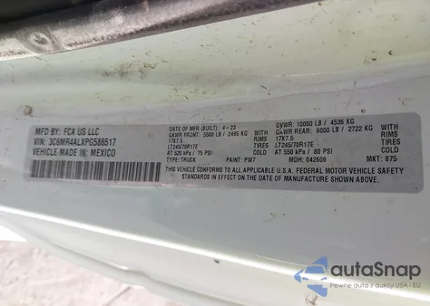 2023 Ram 2500 Tradesman 4X2 8' Box из США, поврежденный, VIN 3C6MR4ALXPG586517